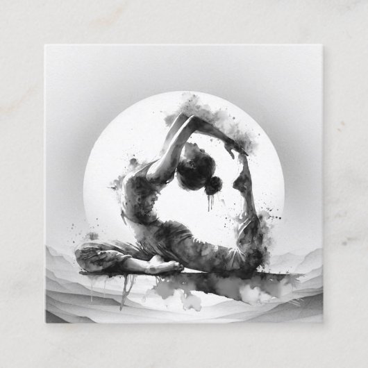 Yoga Reiki Einbeinige Königtaube Pose Wasserfarbe Quadratische Visitenkarte (Vorderseite)