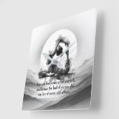 Yoga Reiki Einbeinige Königtaube Pose Wasserfarbe Quadratische Wanduhr (Winkel)