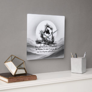 Yoga Reiki Einbeinige Königtaube Pose Wasserfarbe Quadratische Wanduhr