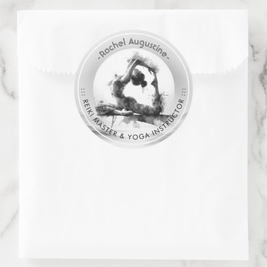 Yoga Reiki Einbeinige Königtaube Pose Wasserfarbe Runder Aufkleber (Tasche)