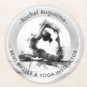 Yoga Reiki Einbeinige Königtaube Pose Wasserfarbe Runder Pappuntersetzer (Vorderseite)