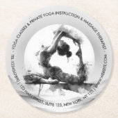 Yoga Reiki Einbeinige Königtaube Pose Wasserfarbe Runder Pappuntersetzer (Vorderseite)