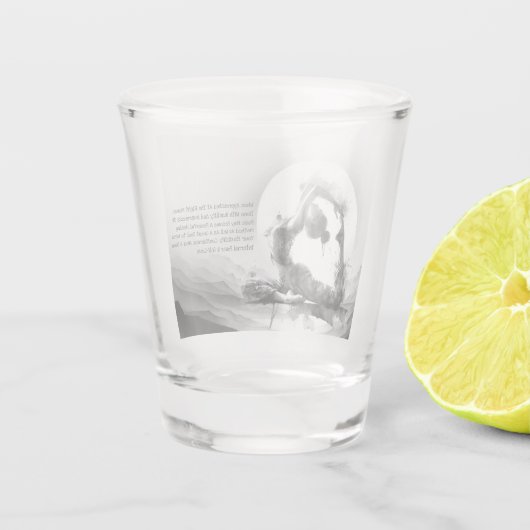 Yoga Reiki Einbeinige Königtaube Pose Wasserfarbe Schnapsglas (Rückseite)