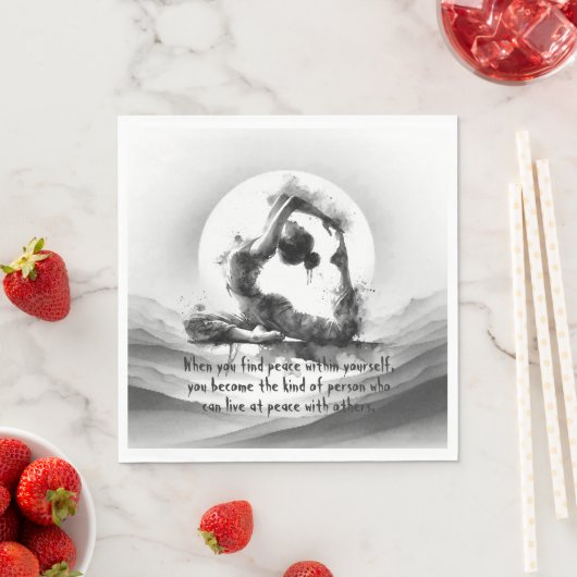 Yoga Reiki Einbeinige Königtaube Pose Wasserfarbe Serviette (Beispiel)