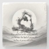 Yoga Reiki Einbeinige Königtaube Pose Wasserfarbe Steinuntersetzer (Vorderseite)