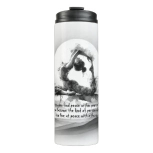 Yoga Reiki Einbeinige Königtaube Pose Wasserfarbe Thermosbecher