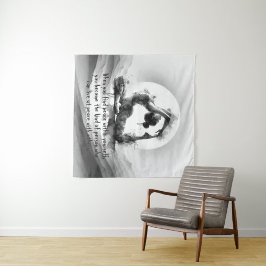 Yoga Reiki Einbeinige Königtaube Pose Wasserfarbe Wandteppich (Beispiel (Horizontal))