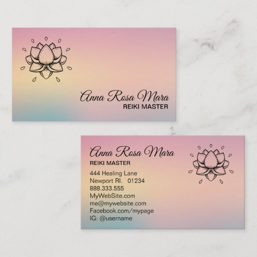 *~* Yoga Reiki Energie Heiler Lotus Lily Massage Visitenkarte (Vorne/Hinten)