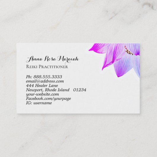 *~* Yoga Reiki Energie Heilung leichter gefüllter Visitenkarte (Rückseite)
