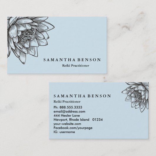 Yoga Reiki Energy Healer Light Flight Lotus Visitenkarte (Vorne/Hinten)