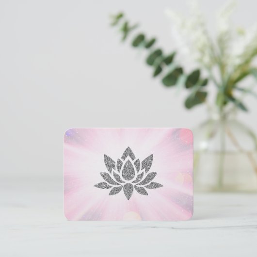 *~* Yoga Reiki Healing Energy Glitzer Lotus Rays Visitenkarte (Stehend Vorderseite)
