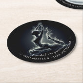 Yoga Reiki Instructor Pose Runder Pappuntersetzer (Angewinkelt)