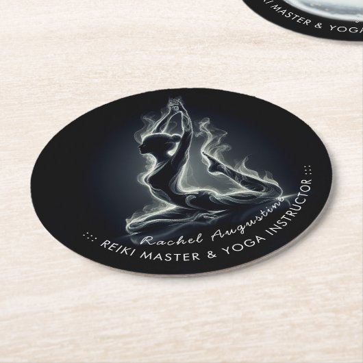 Yoga Reiki Instructor Pose Runder Pappuntersetzer (Angewinkelt)