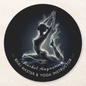 Yoga Reiki Instructor Pose Runder Pappuntersetzer (Vorderseite)