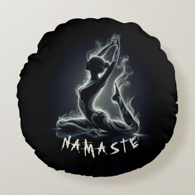 Yoga Reiki Instructor Pose Rundes Kissen (Vorderseite)