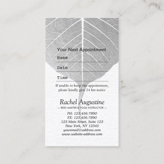 Yoga Reiki Instructor Pose Terminkarte (Rückseite)