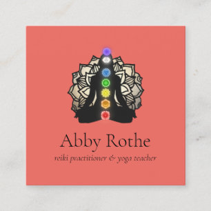 Yoga Reiki Practitioner mit Chakra Gold Lotus Quadratische Visitenkarte
