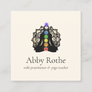 Yoga Reiki Practitioner mit Chakras Lotus Quadratische Visitenkarte