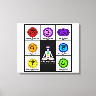 Yoga Reiki Seven Chakras Symbole Leinwand. Leinwanddruck