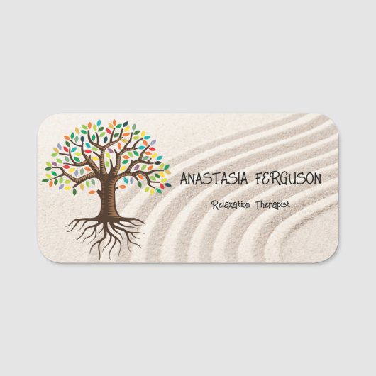Yoga Relaxation Tree of Life Simple Logo Namensschild (Vorderseite)