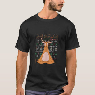Yoga Rentier Ugly Christmas Yoga Pose Xmas Dez F T-Shirt