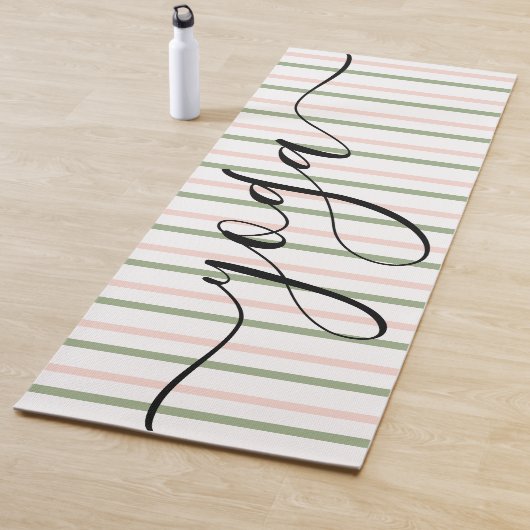 Yoga Rosa und Grüne Streifen atmen Yogamatte (Beispiel)