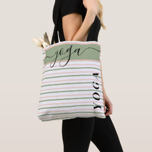 Yoga Rosa und Grüne Streifen Tasche