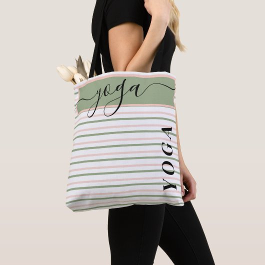 Yoga Rosa und Grüne Streifen Tasche (Von Nahem)