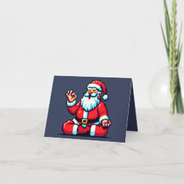 Yoga Santa 8Bit Holiday Fitness Humorvolle Pixel A Karte