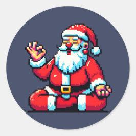 Yoga Santa 8Bit Holiday Fitness Humorvolle Pixel A Runder Aufkleber