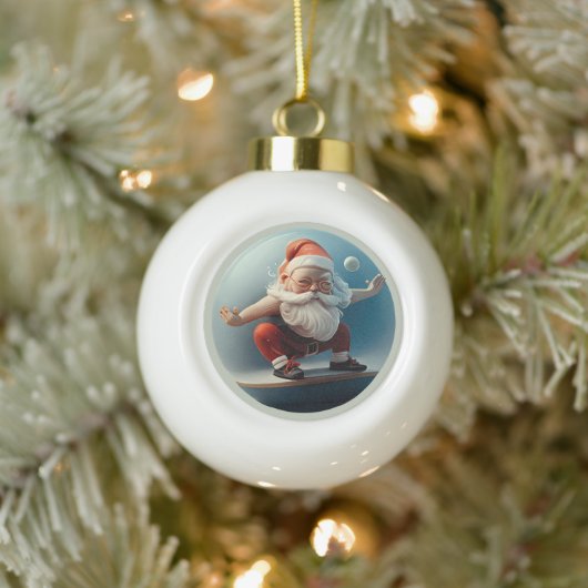 Yoga Santa Keramik Kugel-Ornament (Baum)