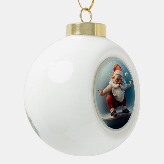 Yoga Santa Keramik Kugel-Ornament (Links)