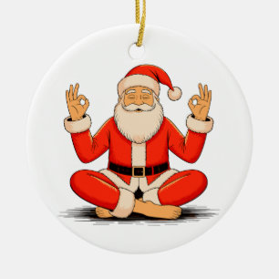Yoga Santa Namaste Meditation Weihnachten Urlaub Keramik Ornament