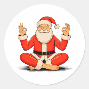 Yoga Santa Namaste Meditation Weihnachten Urlaub Runder Aufkleber