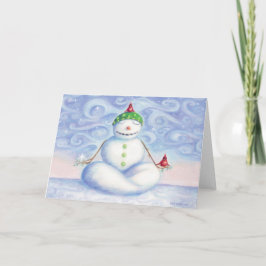 Yoga-Schneemann-Grußkarte im idyllischen Design Feiertagskarte