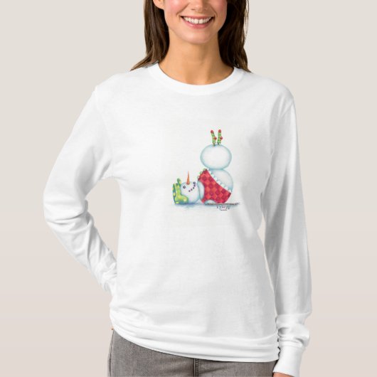 Yoga-Schneemann-Weihnachtsspitze T-Shirt (Vorderseite)