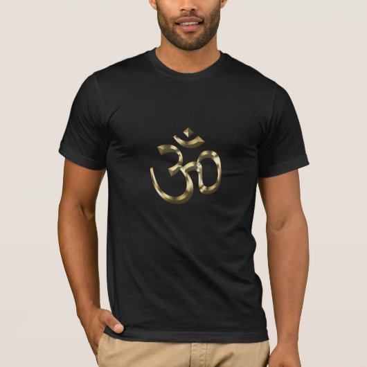Yoga schwarz gold metallic Om Hindu Buddhist Symbo T-Shirt (Vorderseite)