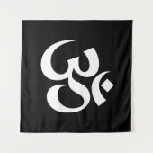 Yoga Schwarz-weiß Om Hindu-Buddhist-Symbol Wandteppich (Vorderseite (Horizontal))