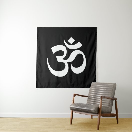 Yoga Schwarz-weiß Om Hindu-Buddhist-Symbol Wandteppich (Beispiel)