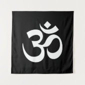 Yoga Schwarz-weiß Om Hindu-Buddhist-Symbol Wandteppich (Vorderseite)