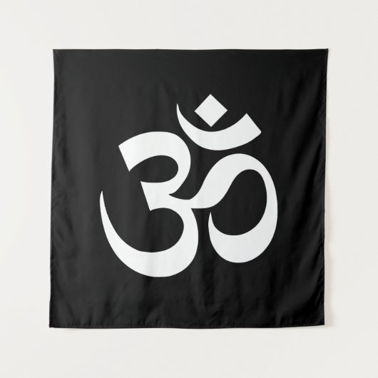 Yoga Schwarz-weiß Om Hindu-Buddhist-Symbol Wandteppich (Vorderseite)