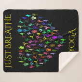 YOGA schwarze Sherpa-Decke. "NUR BREATHE" Sherpadecke (Vorderseite (Horizontal))