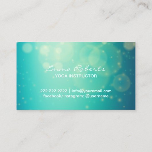 Yoga Script Moderner grüner Hintergrund Visitenkarte (Rückseite)