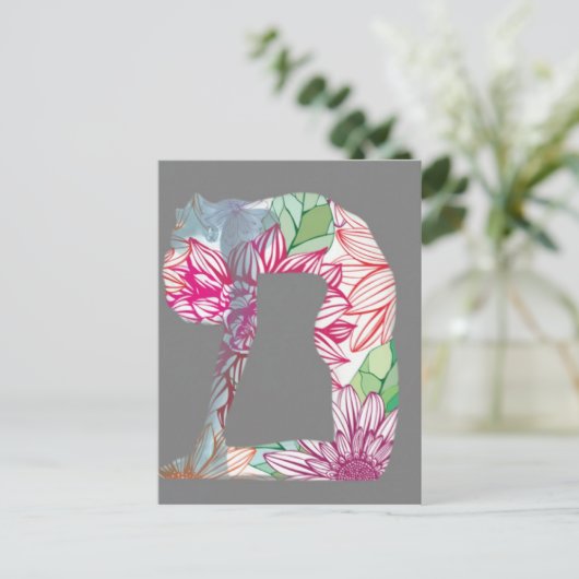 Yoga-Serie Grau Deko Floral Postkarte (Stehend Vorderseite)