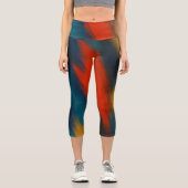 Yoga-Set für Frauen mit künstlerischem Pinseldesig Capri Leggings (Vorderseite)