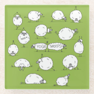 Yoga Sheep: Whimsical Sketch Fun. Glasuntersetzer