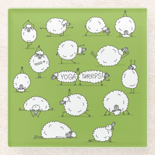 Yoga Sheep: Whimsical Sketch Fun. Glasuntersetzer (Vorderseite)