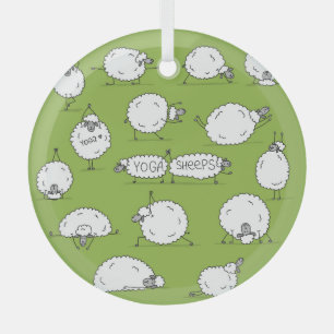 Yoga Sheep: Whimsical Sketch Fun. Ornament Aus Glas