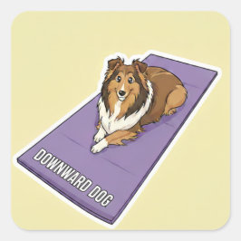 Yoga Sheltie Quadratischer Aufkleber