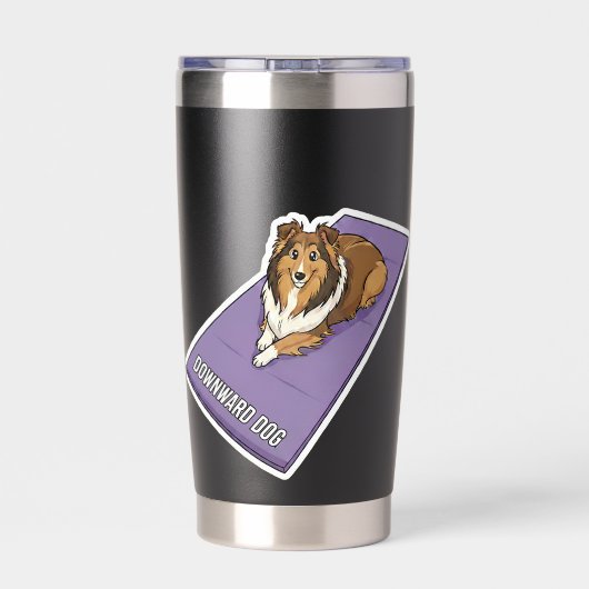 Yoga Sheltie Thermobecher (Rückseite)